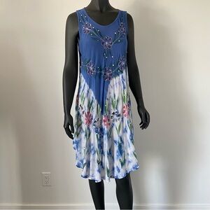 230. Flora rayon embellished floral tie dye dress